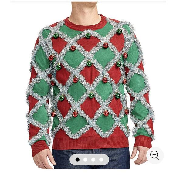 Tipsy Elves Mens tacky tinsel ugly christmas sweater S - Picture 1 of 3